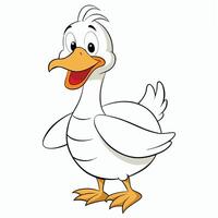 Cheerful cartoon goose character standing with friendly smile ready to play vector