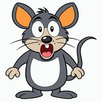 Cartoon mouse character with surprised expression and open mouth standing upright vector