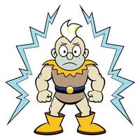 Cartoon character with electrical powers illustration of super hero with energy vector