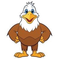 Cartoon american bald eagle character mascot illustration with friendly expression and hands on hips vector