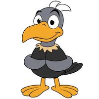 Cartoon vulture standing upright with arms crossed isolated on white background vector