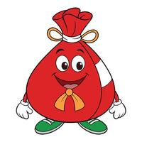 Red sack cartoon character with shoes and hands expressing happiness vector