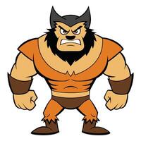 Cartoon style illustration of an angry wolverine inspired character isolated vector