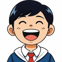Cartoon of happy schoolboy in uniform with positive expression vector