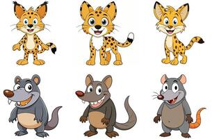 Cartoon animal team illustration featuring armadillo badger and bear characters vector