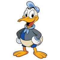 Cartoon duck character standing proudly with hands on hips animated style vector