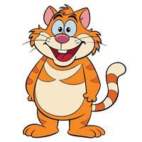Cartoon orange striped cat standing upright smiling with a playful expression vector