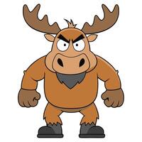 Cartoon moose character with an angry expression illustration for children vector
