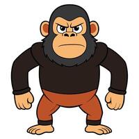Cartoon gorilla with angry expression character design flat illustration vector