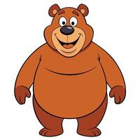 Cartoon brown bear standing upright with smiling face and friendly expression vector
