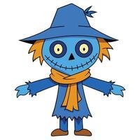 Cartoon style scarecrow illustration for autumn fall halloween theme graphics vector