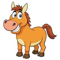 Cheerful brown horse cartoon character standing and smiling isolated on white background vector