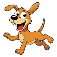 Happy cartoon dog running with a red collar isolated on white background vector