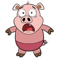 Cartoon pig character expressing shock and fear with wide eyes and open mouth vector