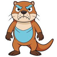 Cartoon illustration of an angry otter character with a furious expression vector