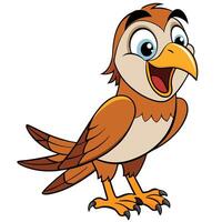 Cheerful brown bird cartoon character with exaggerated features and bold outlines vector