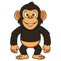 Cartoon chimpanzee standing with a smile isolated on white background illustration vector