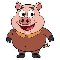 Cheerful pig cartoon character illustration wearing clothes with a playful design vector