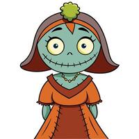 Cartoon zombie girl illustration with halloween theme and friendly expression vector