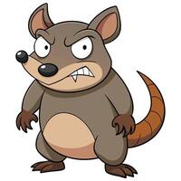 Cartoon illustration of an angry armadillo with sharp teeth and determined expression vector