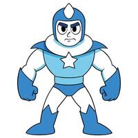 Cartoon superhero illustration of a powerful character with star emblem vector