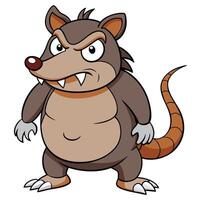 Cartoon illustration of an angry and mischievous looking rat or rodent character vector