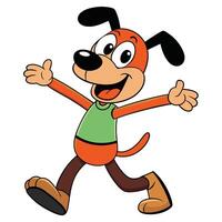 Cheerful cartoon dog running with open arms illustration character vector