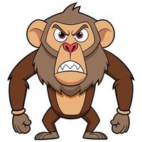 Angry cartoon monkey mascot illustration with furious expression and stance vector