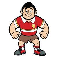 Cartoon young boy with red jersey sports uniform graphic illustration vector