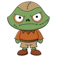 Cute cartoon frankenstein illustration character for halloween design and decorative projects vector