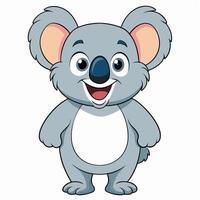 Adorable cartoon koala standing upright and smiling with a cheerful expression vector