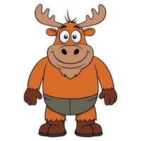 Cheerful cartoon moose character illustration isolated on white background vector