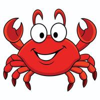 Cartoon red crab smiling with big eyes isolated on white background illustration vector