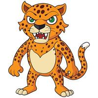 Cartoon style angry leopard standing up isolated on white background vector