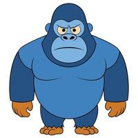 Cartoon gorilla illustration with angry expression and powerful appearance vector