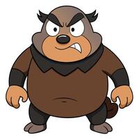 Cartoon grizzly bear character with an angry expression and fierce look vector