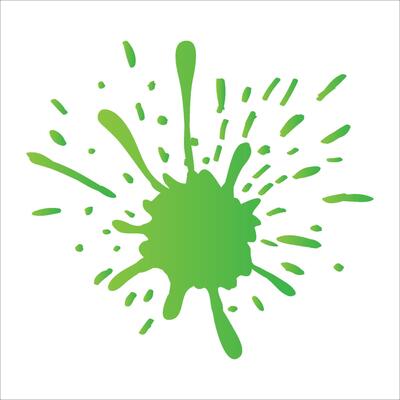 green paint spots on paper, colorfull artistic image on white background