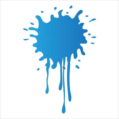 blue paint spots on paper, colorfull artistic image on white background