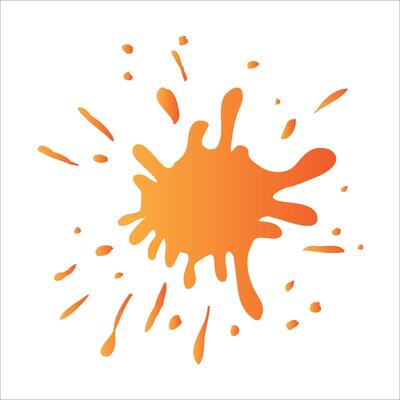 Yellow paint spots on paper, colorfull artistic image on white background