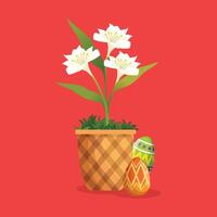 white lily of the valley. Close up of Lily of the valley. May lily in beautiful colors, red bacground vector