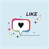 Greeting card inviting the users to like some post on RRSS, with vibrant colors, cmyk palette, stars and a praph paper. vector