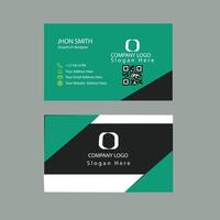 green business card template with black and white design vector