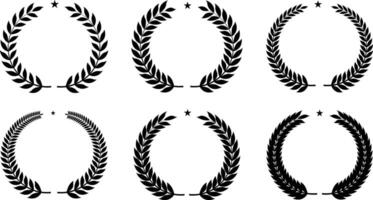 Set of wreaths and branches with leaves. Hand drawing laurel wreaths and branches collection. Laurels wreaths, swirls, twigs and flower ornaments. Herbs, flowers and plants elements with epsFile vector