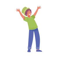 Holiday with Man Character in Hat with Raised Hands Cheering Illustration vector