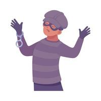 Man Criminal with Handcuffs Commit Crime and Theft Illustration vector