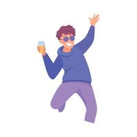 Holiday with Man Character with Drink Cheering Illustration vector