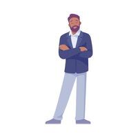 Man Entrepreneur Character Standing with Folded Arms Illustration vector