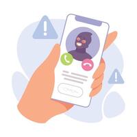 Hand with Phone and Call of Man Criminal Illustration vector