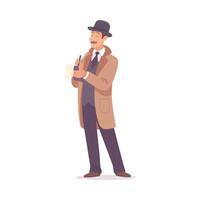 Inspecting Detective Man Character Write Notes Investigating Case Illustration vector