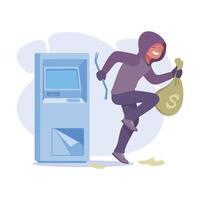 Man Criminal with Sack of Money Commit Crime and Theft Illustration vector